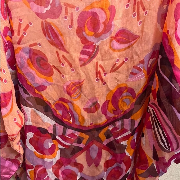 SILK NORDSTROM Topper One Size pink and orange lightweight festival bohemian EUC - Picture 10 of 12
